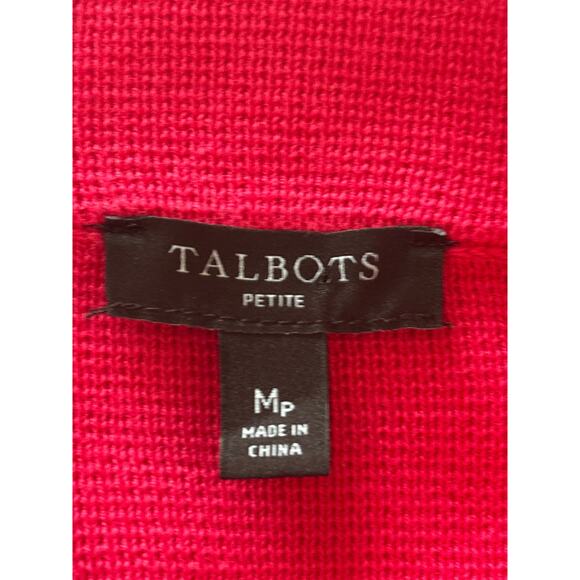 Talbots Petite Women's Size Medium Pink Knit Notch Collar Heavy Cardigan Jacket - Picture 3 of 10